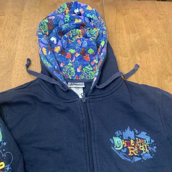 Disneyland Resort Zip Hoodie Sweatshirt Navy Women XXL Embroidered, Print, Nice! - Picture 2 of 12
